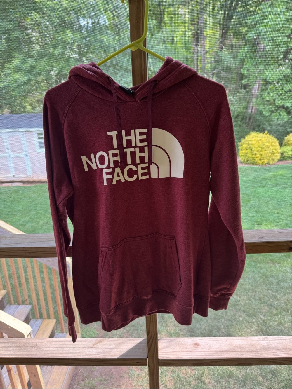 The North Face Burgundy Pullover Hoodie with White Logo